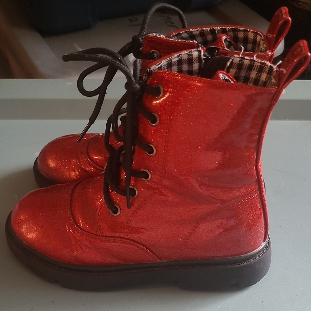 Shiny Red Kids Boots